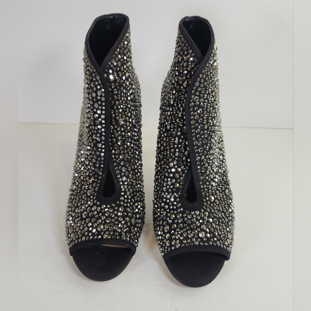 INC International Concepts Black Silver Studded Open Toe High Heel Booties S 7M - Picture 2 of 10